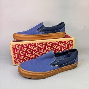 Vans Low Cut Sneakers Navy Slip-On Gum Classic M 7.5 W 9.0 Skateboarding Unisex